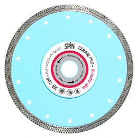 Диск алмазный "Spin  X-Turbo Ceram" сплошная кромка, сухой рез200x10x25,4/22,23x1,6 мм тонкий